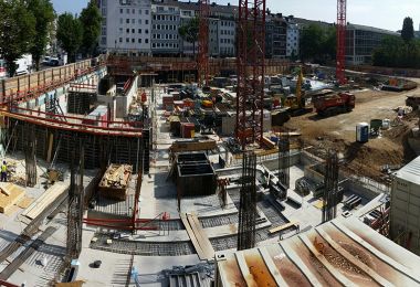 Baugrube für Wohn- und Geschäftshaus in Düsseldorf